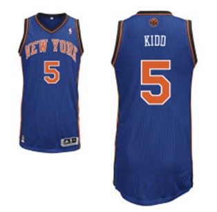 NBA New York Knicks 5 Jason Kidd Authentic Blue Jerseys